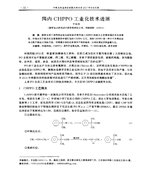 国内CHPPO工业化技术进展