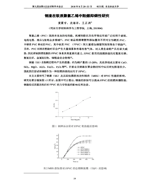 钢渣在软质聚氯乙烯中阻燃抑烟性研究