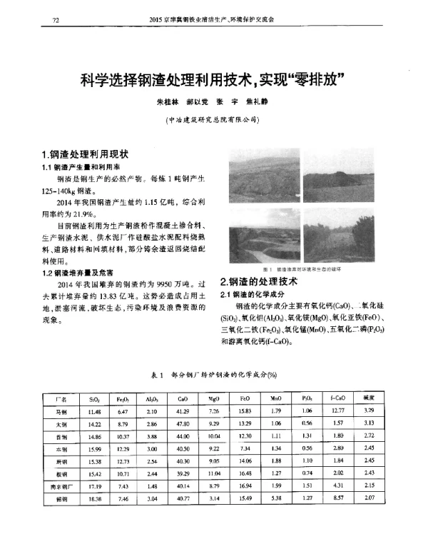 科学选择钢渣处理利用技术实现零排放