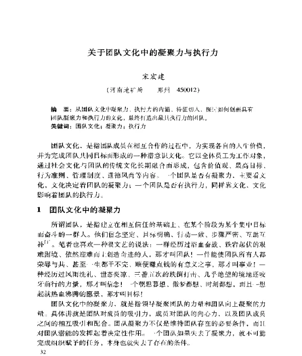 关于团队文化中的凝聚力与执行力