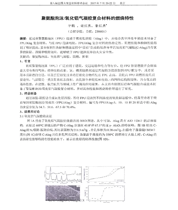 聚氨酯泡沫氧化铝气凝胶复合材料的燃烧特性