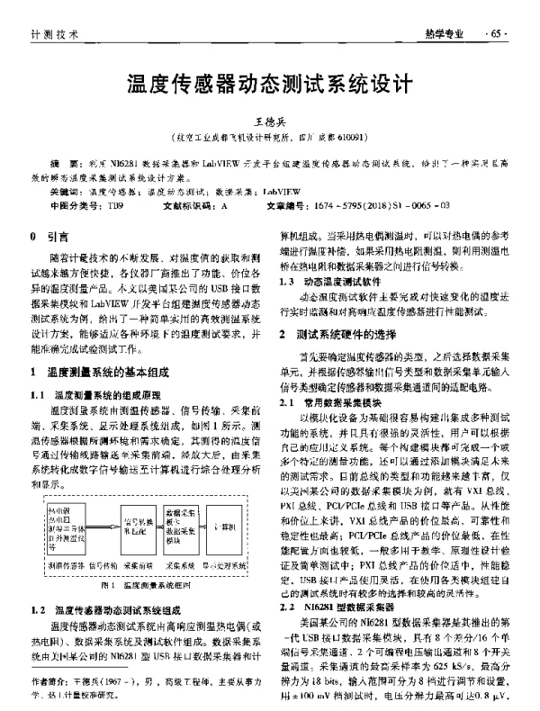 温度传感器动态测试系统设计