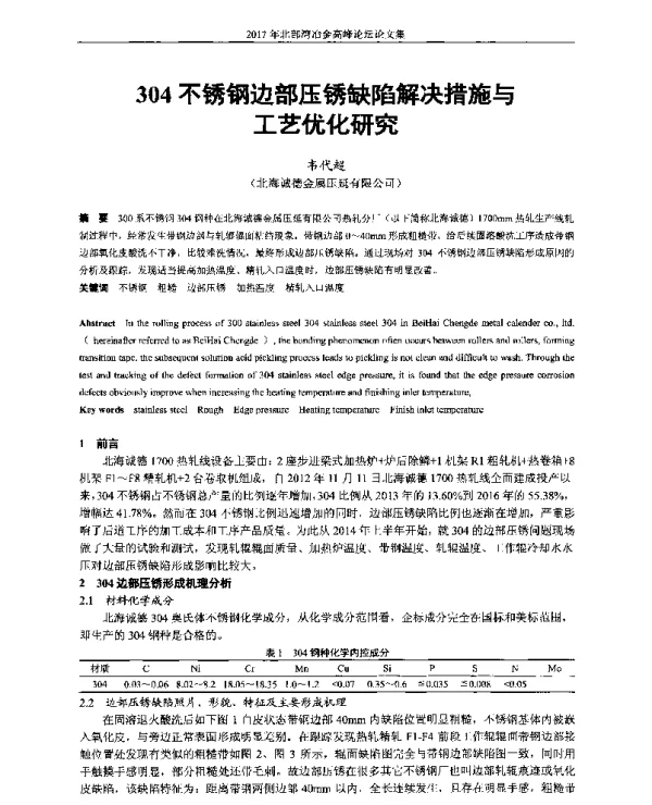 304不锈钢边部压锈缺陷解决措施与工艺优化研究