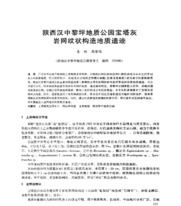 陕西汉中黎坪地质公园宝塔灰岩网纹状构造地质遗迹