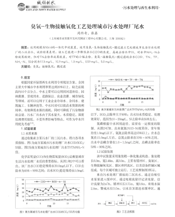 臭氧-生物接触氧化工艺处理城市污水处理厂尾水