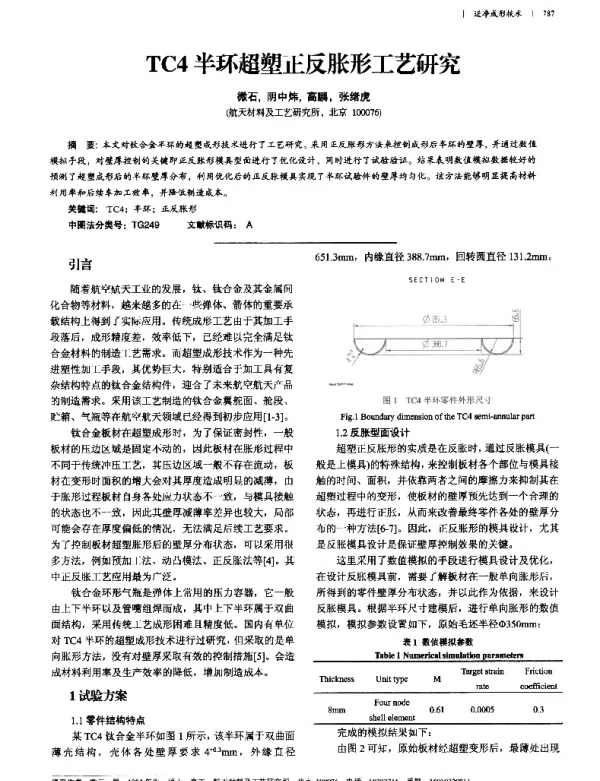 TC4半环超塑正反胀形工艺研究