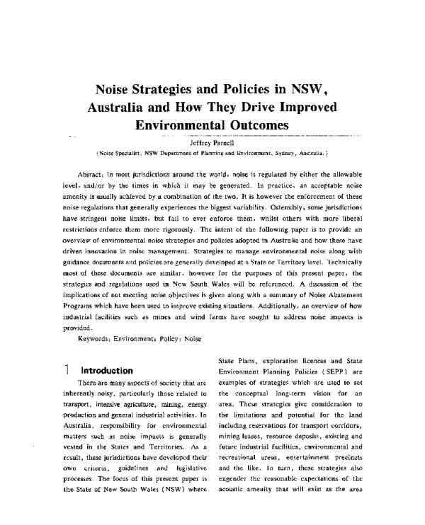 NoiseStrategiesandPoliciesinNSWAustraliaandHowTheyDriveImprovedEnvironmentalOutcomes