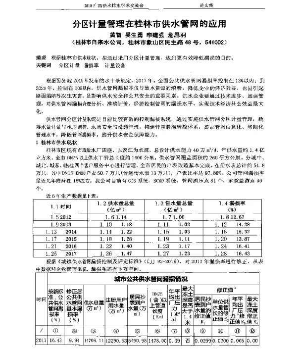 分区计量管理在桂林市供水管网的应用