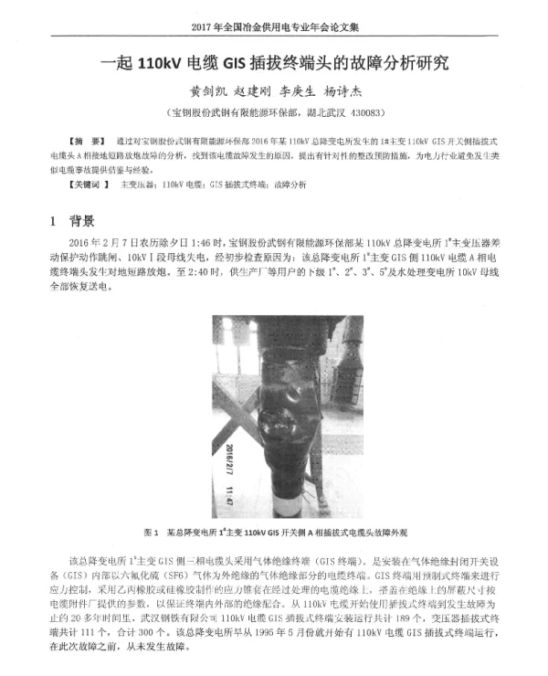 一起110kV电缆GIS插拔终端头的故障分析研究
