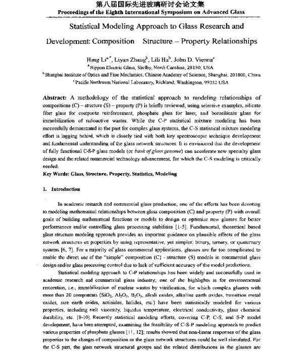 StatisticalModelingApproachtoGlassResearchandDevelopmentComposition-Structure-PropertyRelationships