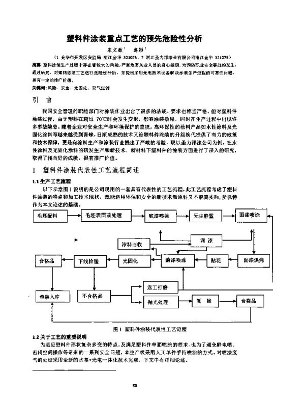 塑料件涂装重点工艺的预先危险性分析