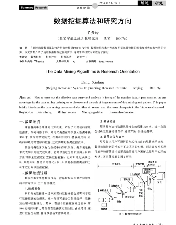 数据挖掘算法和研究方向
