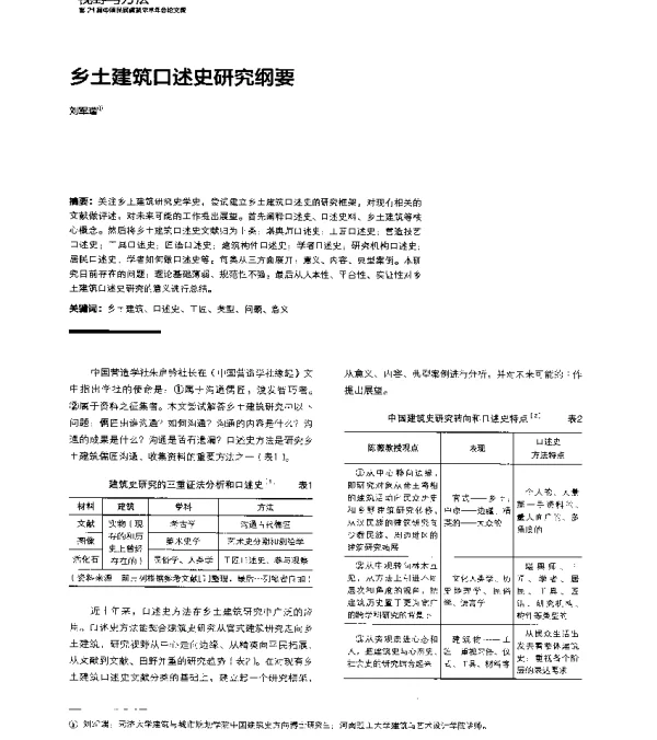 乡土建筑口述史研究纲要