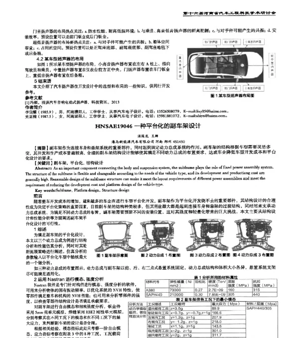HNSAE19046一种平台化的副车架设计