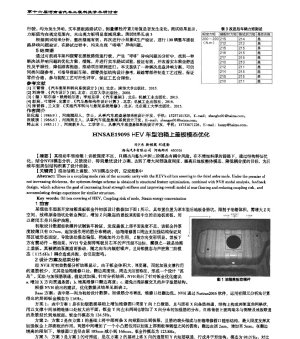 HNSAE19095HEV车型油箱上盖板模态优化
