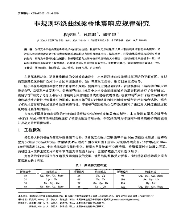 非规则环绕曲线梁桥地震响应规律研究
