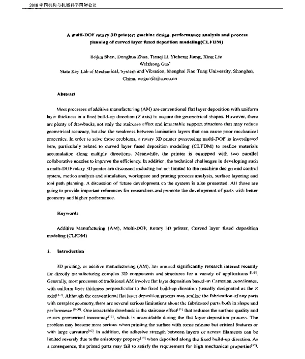 Amulti-DOFrotary3Dprintermachinedesignperformanceanalysisandprocessplanningofcurvedlayerfuseddepositionmodeling(CLFDM)