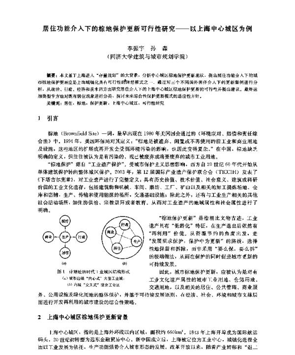 居住功能介入下的棕地保护更新可行性研究--以上海中心城区为例