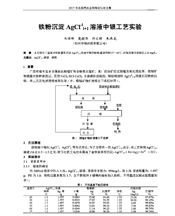 铁粉沉淀AgCl-ii+1溶液中银工艺实验
