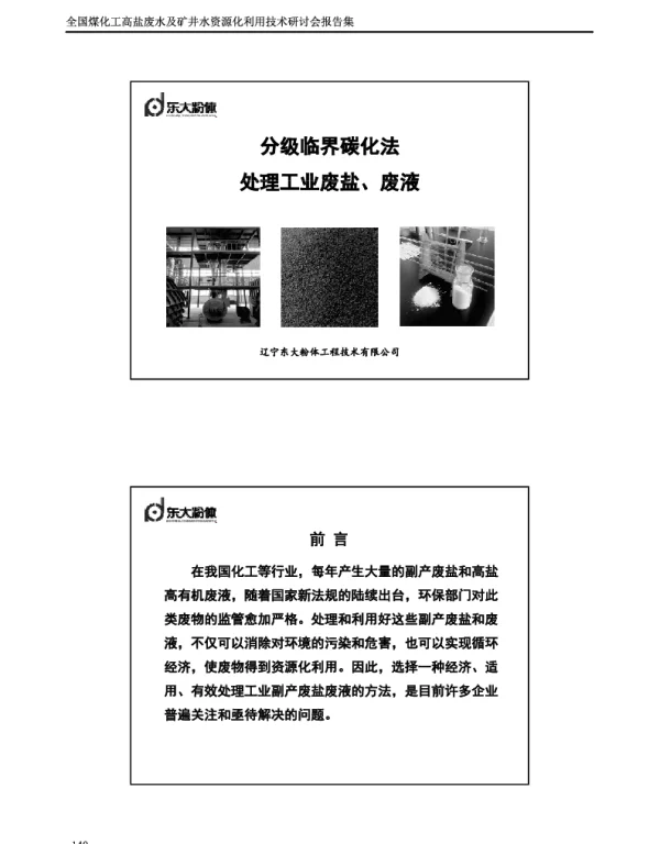 分级临界碳化法处理工业废盐、废液