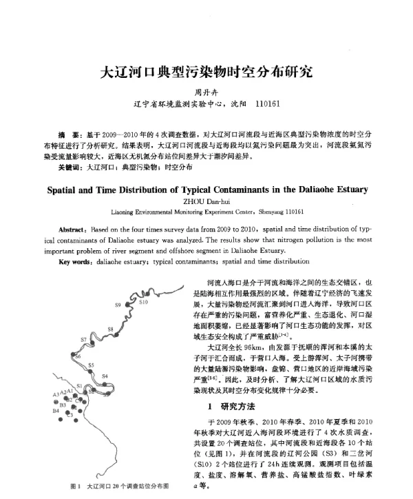 大辽河口典型污染物时空分布研究