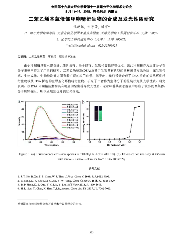 二苯乙烯基蒽修饰环糊精衍生物的合成及发光性质研究