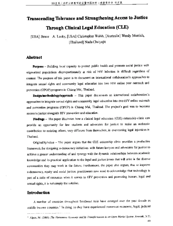 TranscendingToleranceandStrengtheningAccesstoJusticeThroughClinicalLegalEducation(CLE)