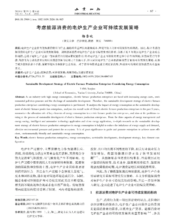 考虑能源消费的电炉生产企业可持续发展策略