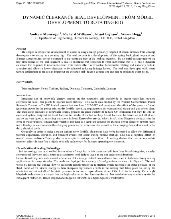 DYNAMICCLEARANCESEALDEVELOPMENTFROMMODELDEVELOPMENTTOROTATINGRIG