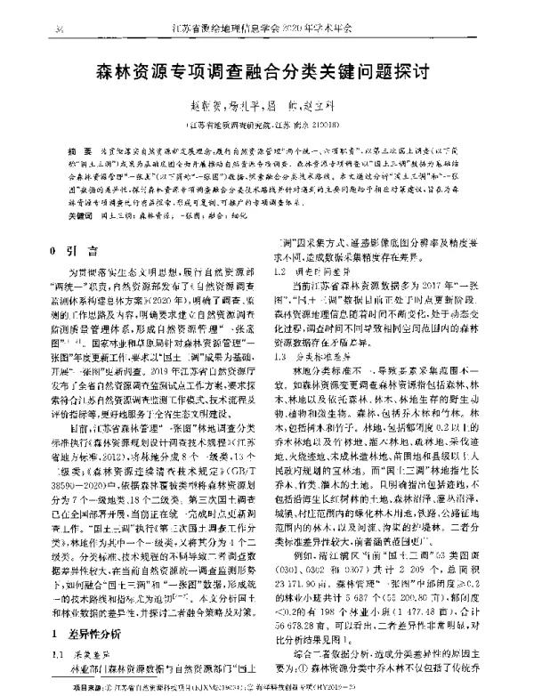 森林资源专项调查融合分类关键问题探讨