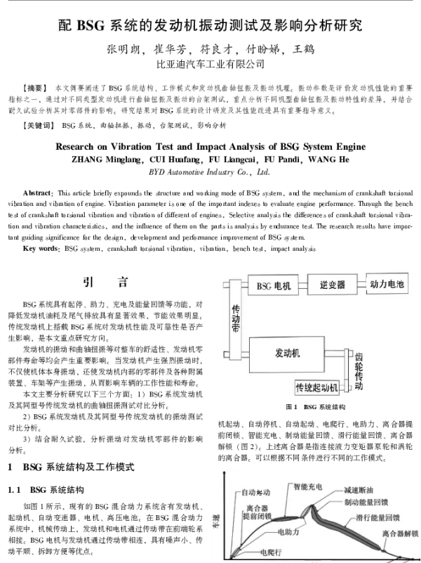 配BSG系统的发动机振动测试及影响分析研究