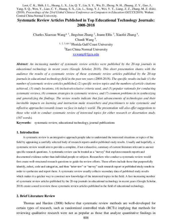 SystematicReviewArticlesPublishedinTopEducationalTechnologyJournals2008-2018