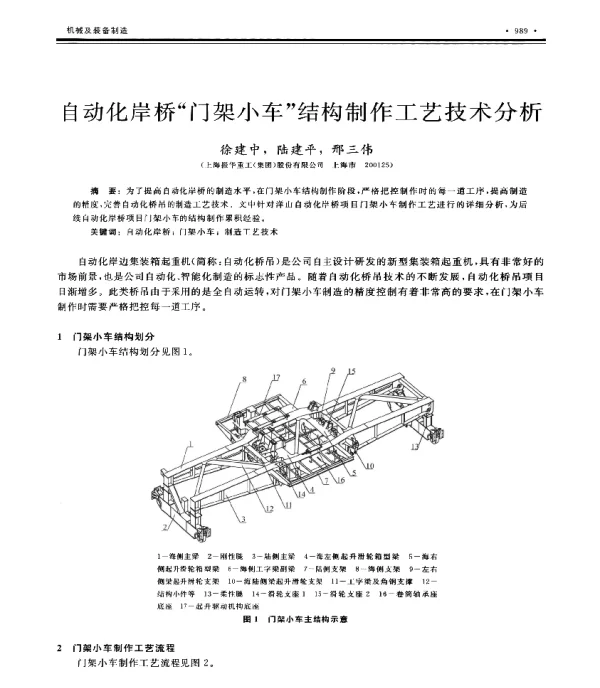 自动化岸桥“门架小车”结构制作工艺技术分析