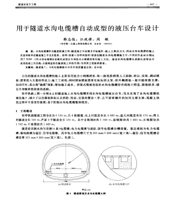 用于隧道水沟电缆槽自动成型的液压台车设计