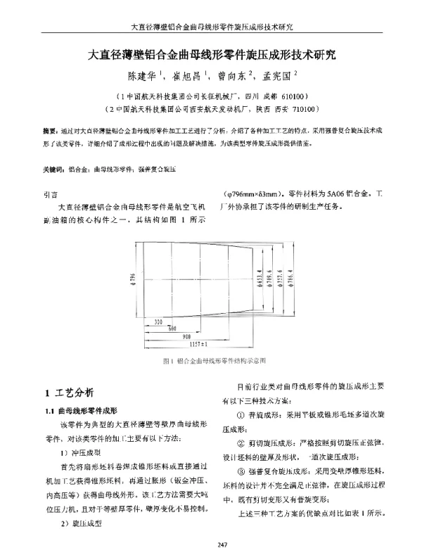 大直径薄壁铝合金曲母线形零件旋压成形技术研究