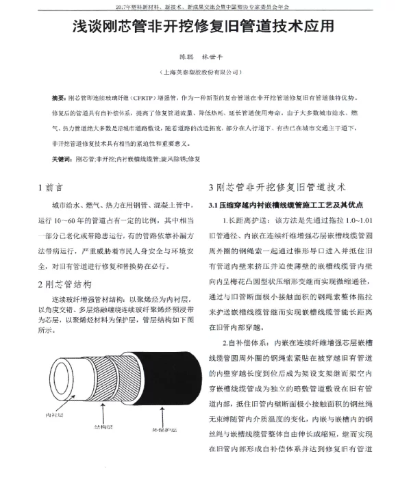 浅谈刚芯管非开挖修复旧管道技术应用