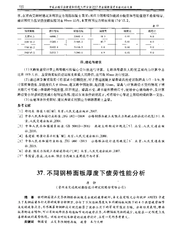 不同钢桥面板厚度下疲劳性能分析