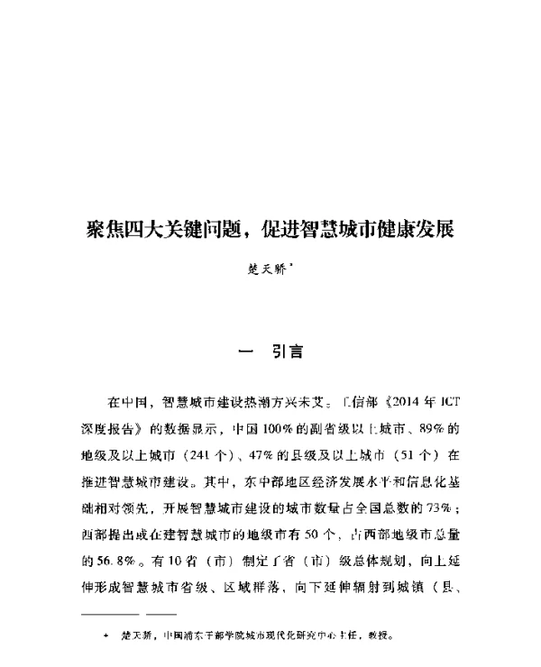 聚焦四大关键问题促进智慧城市健康发展