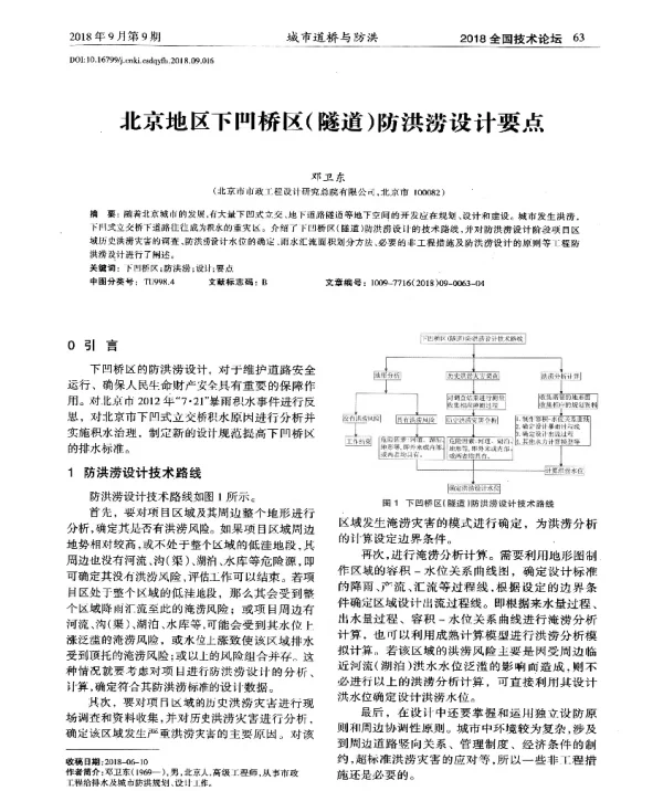 北京地区下凹桥区(隧道)防洪涝设计要点