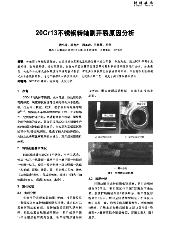 20Cr13不锈钢转轴副开裂原因分析