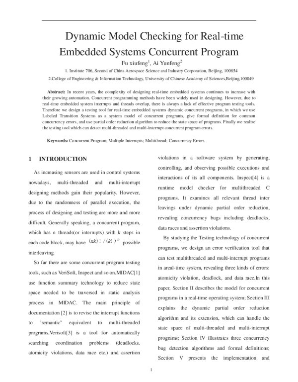 DynamicModelCheckingforReal-timeEmbeddedSystemsConcurrentProgram