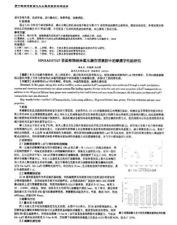 表面修饰纳米氟化镧在锂基脂中的摩擦学性能研究