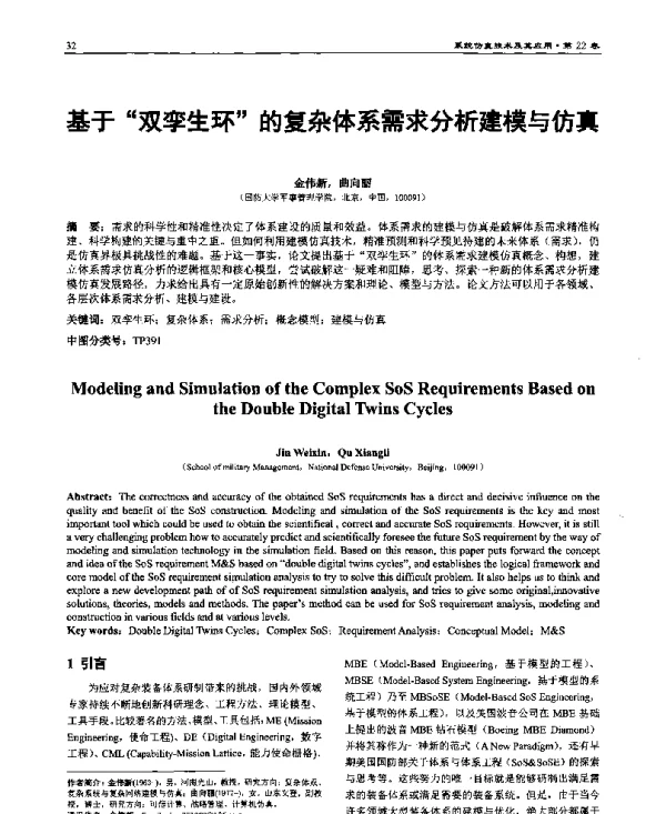基于双孪生环的复杂体系需求分析建模与仿真