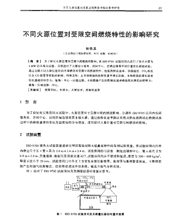 不同火源位置对受限空间燃烧特性的影响研究