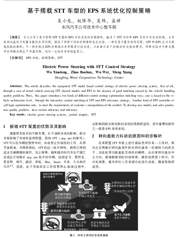 基于搭载STT车型的EPS系统优化控制策略