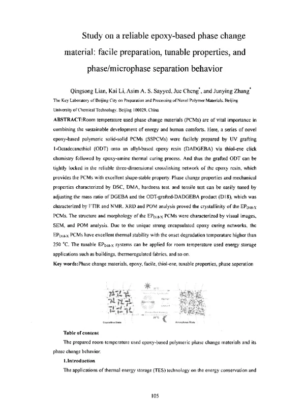 Studyonareliableepoxy-basedphasechangematerialfacilepreparationtunablepropertiesandphasemicrophaseseparationbehavior