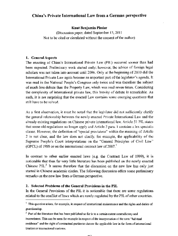 ChinasPrivateInternationalLawfromaGermanperspective