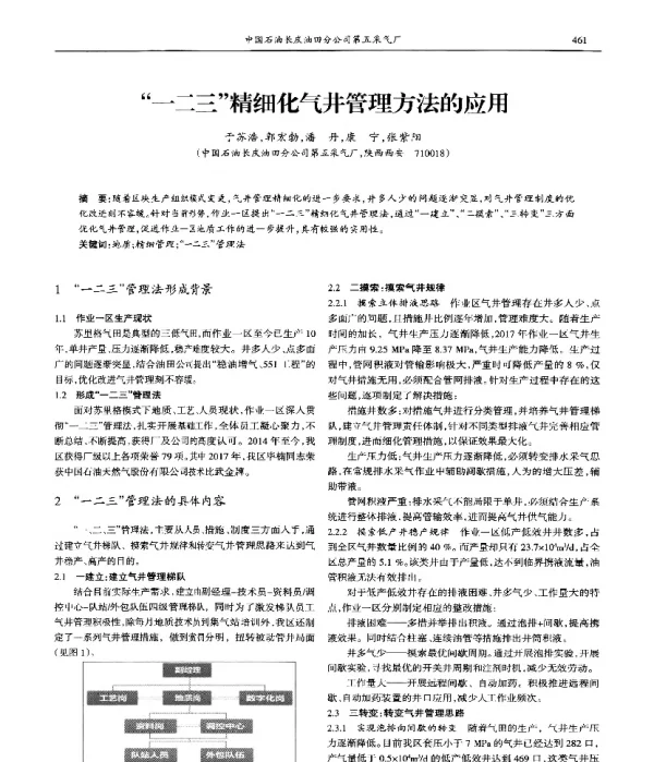 “一二三”精细化气井管理方法的应用