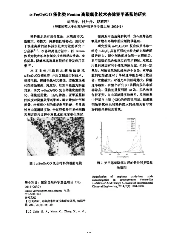 α-Fe2O3GO催化类Fenton高级氧化技术去除亚甲基蓝的研究