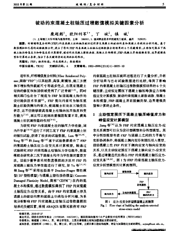 被动约束混凝土柱轴压过程数值模拟关键因素分析
